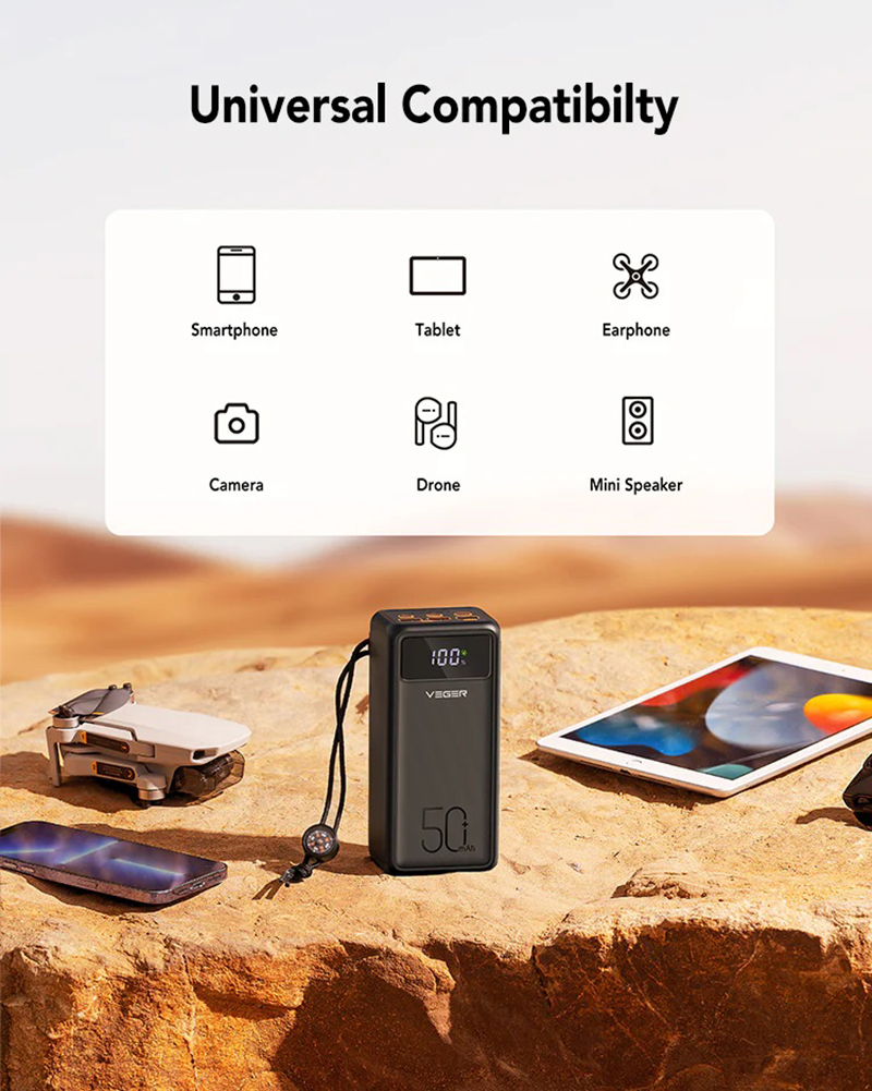 Prijenosna baterija VEGER Tank Lite (50000 mAh) crna-11