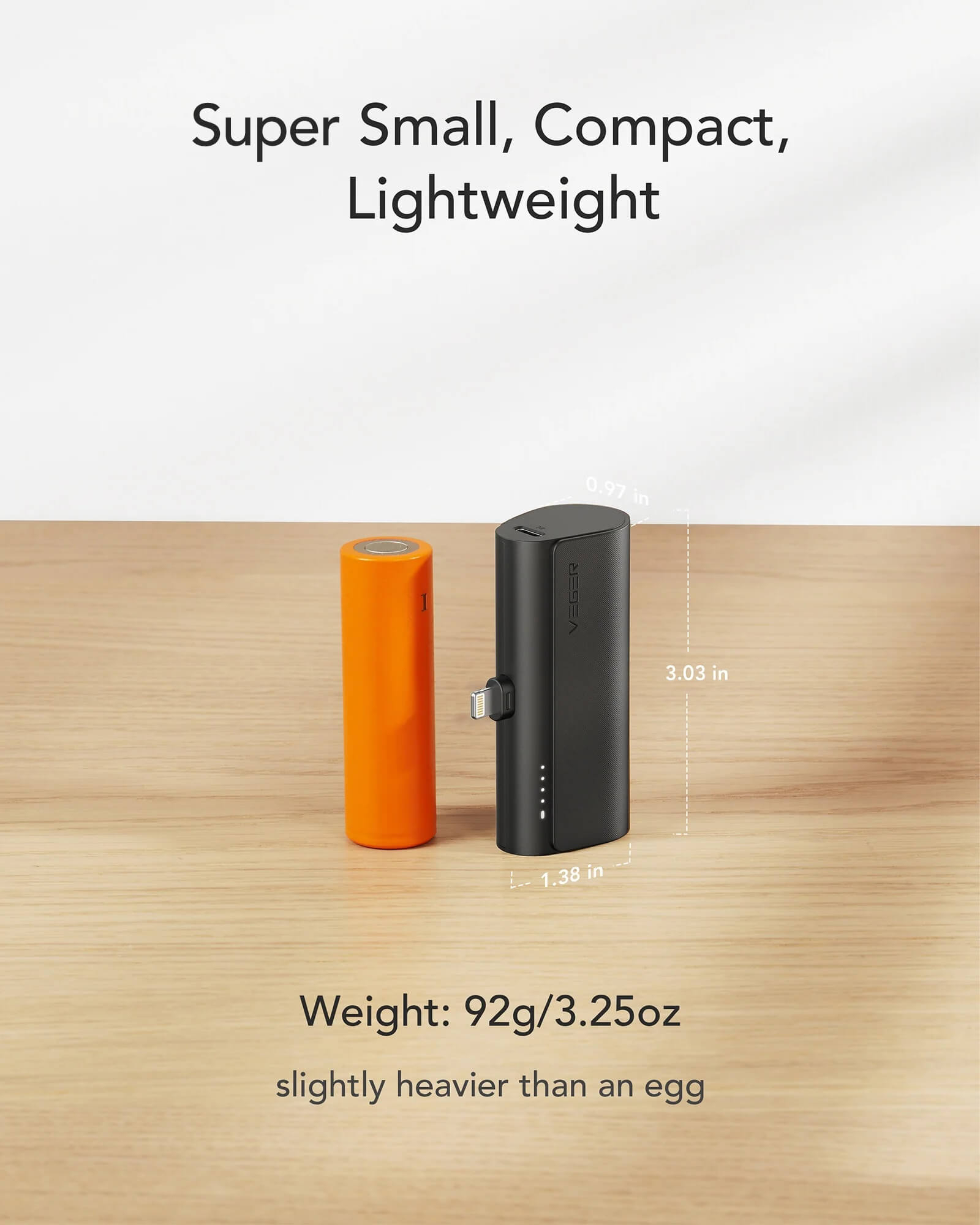 Prijenosna baterija VEGER PlugON Lightning (5000 mAh) crna-2