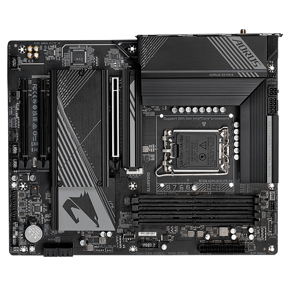 Matična ploča GIGABYTE B760 AORUS Elite AX (intel lga 1700, atx format, 4 x ddr5 dimm, raid 0, raid 1, raid 5, raid 10, intel wi-fi 6e, bluetooth 5.3)-2
