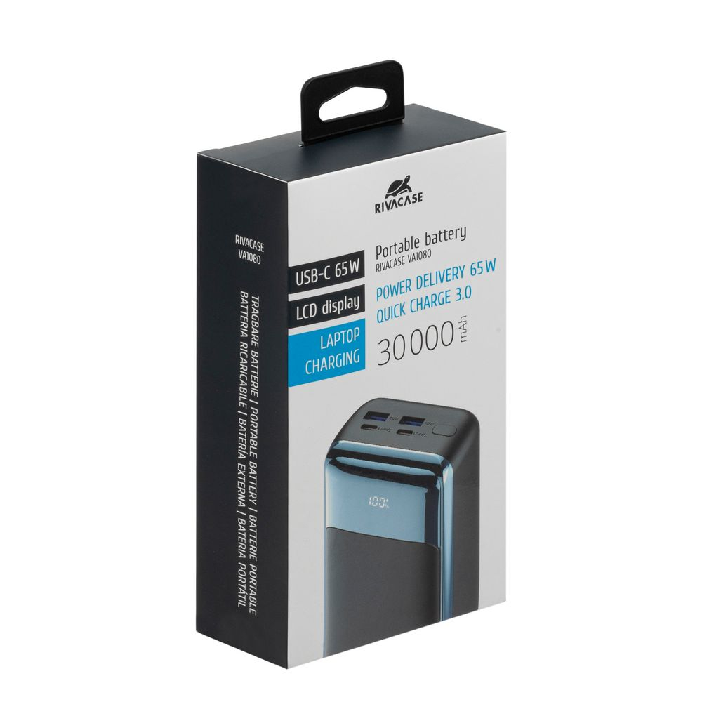 Prijenosna baterija Rivacase VA1080 30000mAh 65W Quick Charge 3.0-9