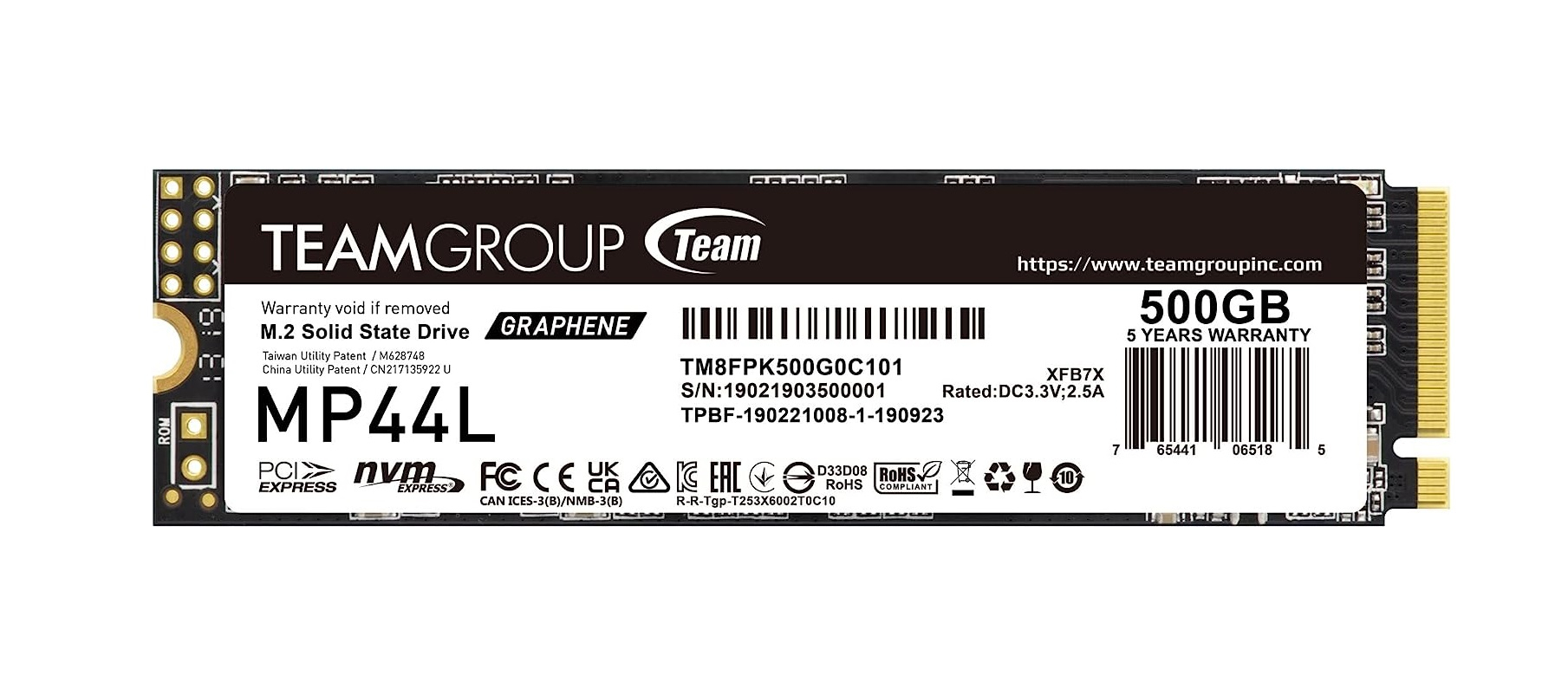 SSD disk Teamgroup (500 GB, M.2 NVMe, MP44L 5000/2500 MB/s 2280)-0
