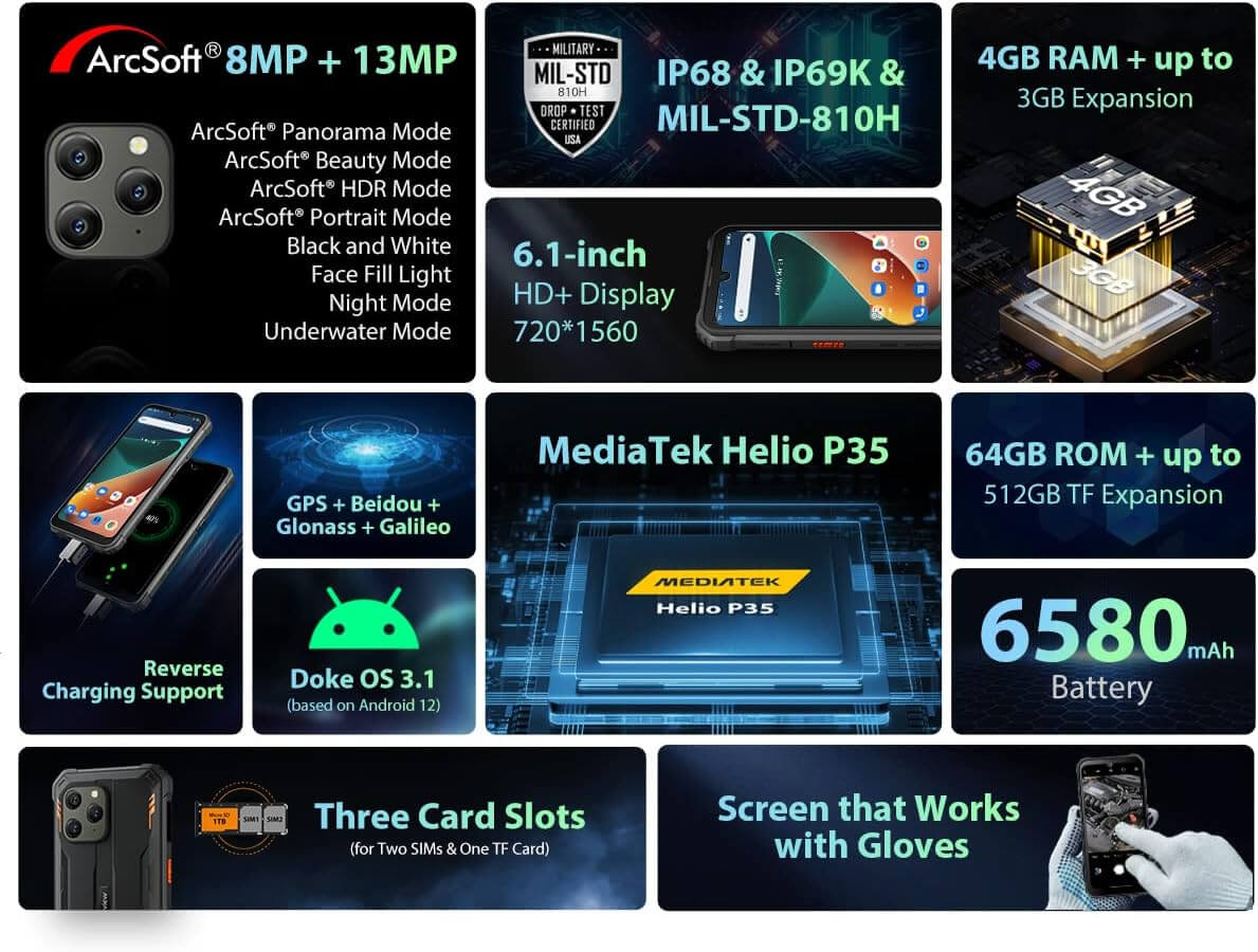 Mobitel BLACKVIEW robusni BV5300 Pro 4GB/64GB crni-7