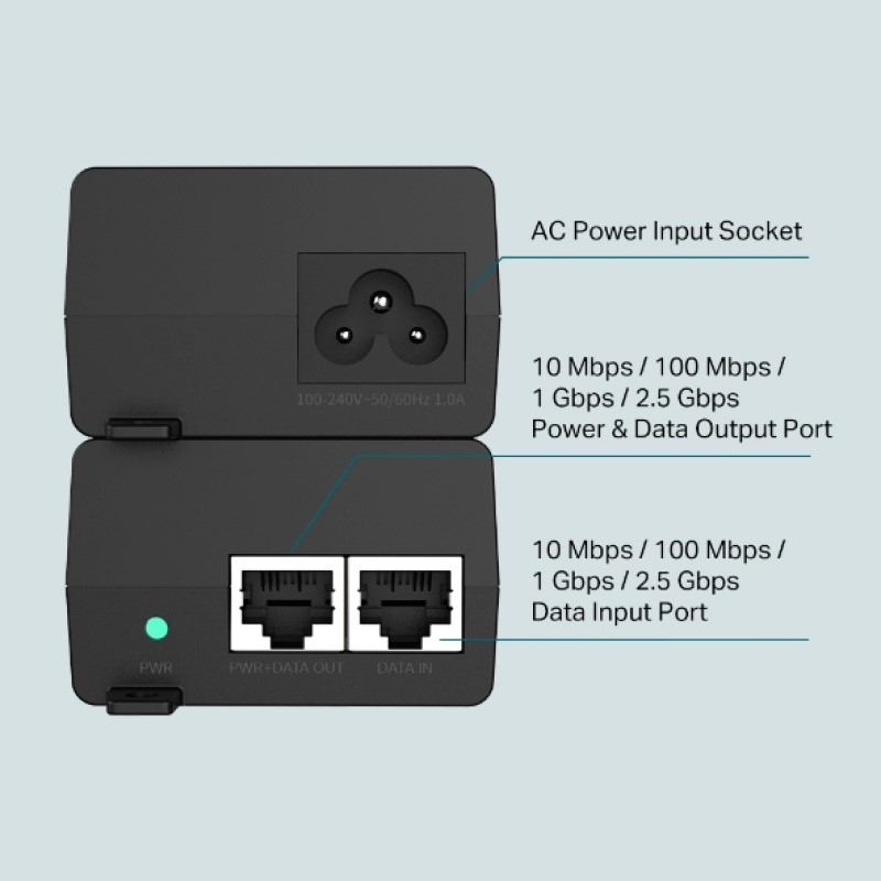 Injektor TP-LINK TL-POE260S (2.5G PoE+, 2*2.5 Gbps portovi, IEEE802.3af/at, do 30W, Plug & Play)-4