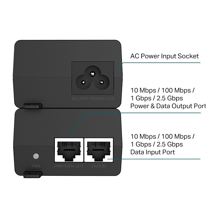 Injektor TP-LINK TL-POE260S (2.5G PoE+, 2*2.5 Gbps portovi, IEEE802.3af/at, do 30W, Plug & Play)-10