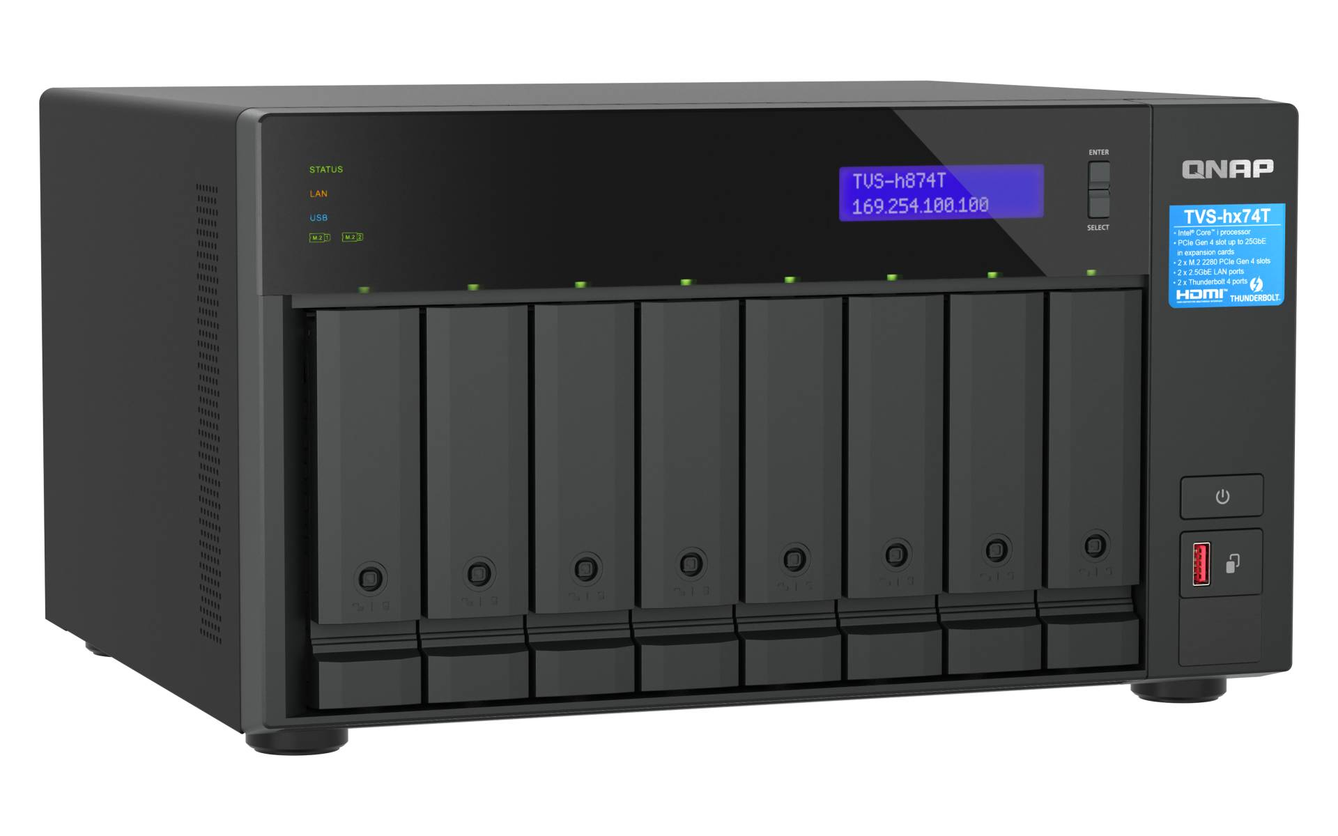 NAS server QNAP TVS-h874T 32GB RAM, 8 diskova, Thunderbolt 4, 2.5GbE-4