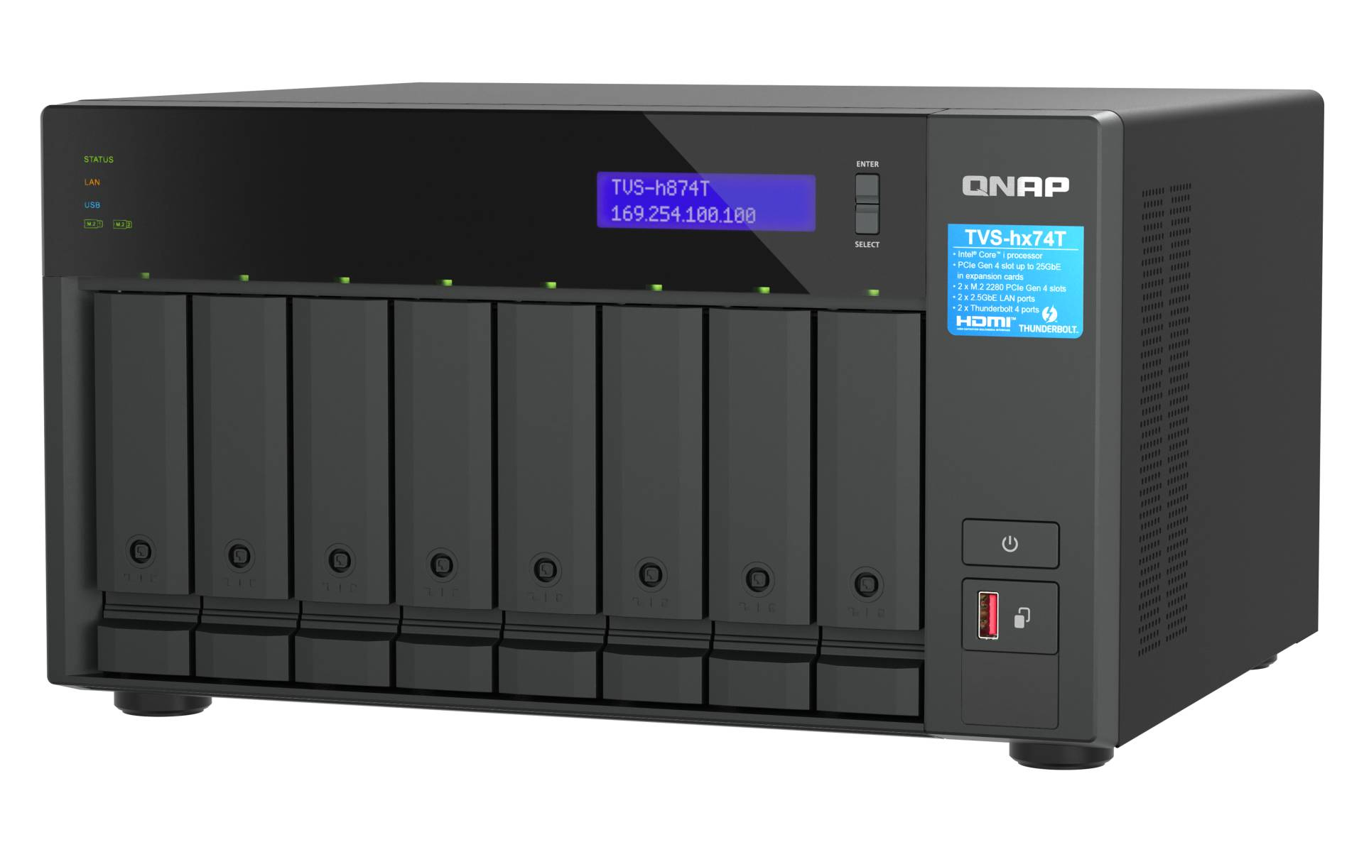 NAS server QNAP TVS-h874T 32GB RAM, 8 diskova, Thunderbolt 4, 2.5GbE-0