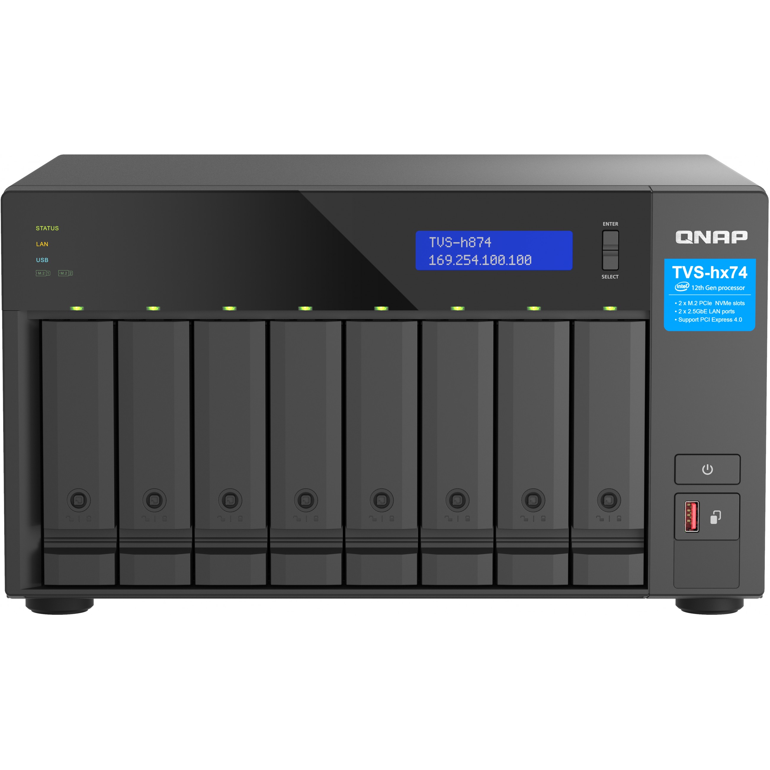 NAS server QNAP TVS-h874T 32GB RAM, 8 diskova, Thunderbolt 4, 2.5GbE-5