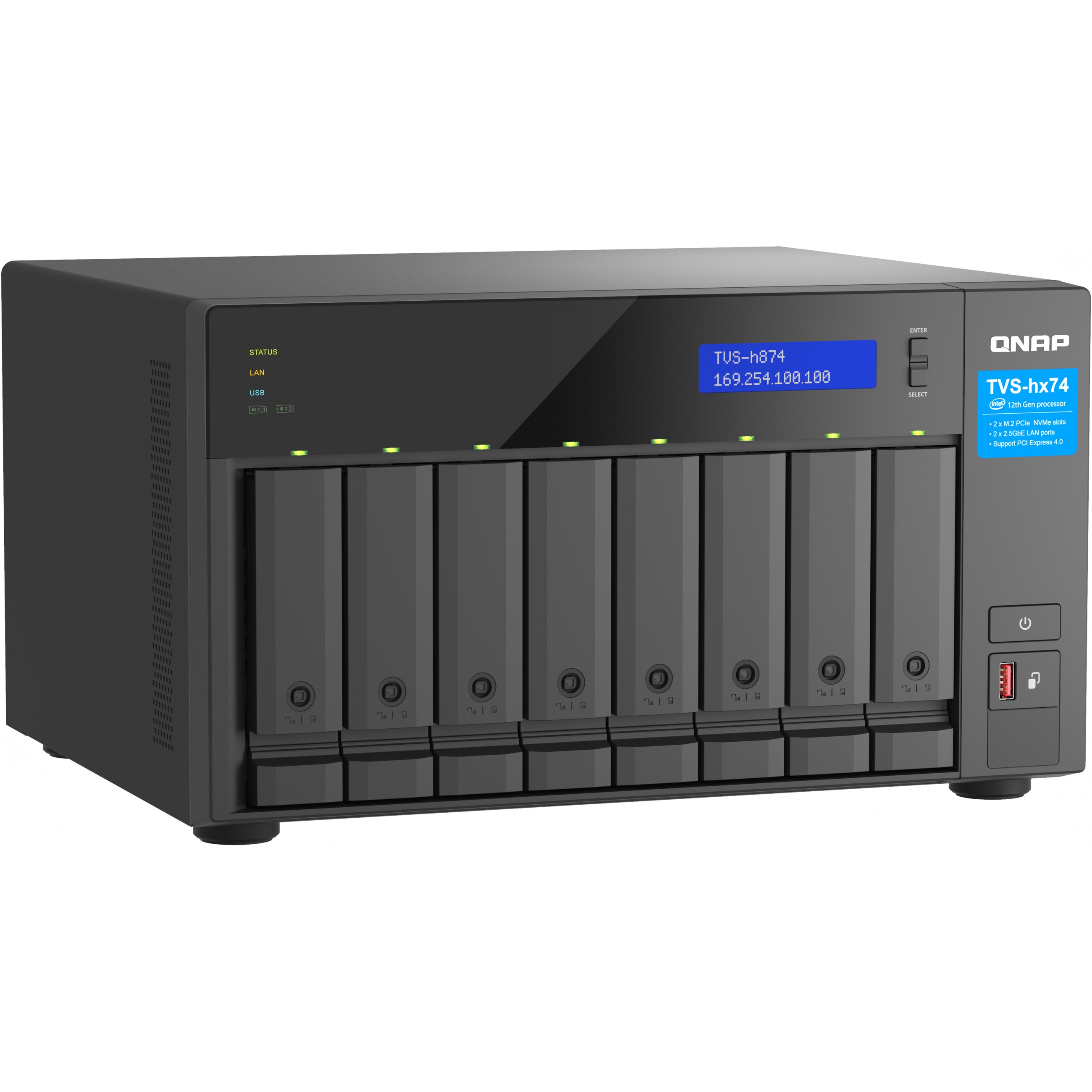 NAS server QNAP TVS-h874T 32GB RAM, 8 diskova, Thunderbolt 4, 2.5GbE-8