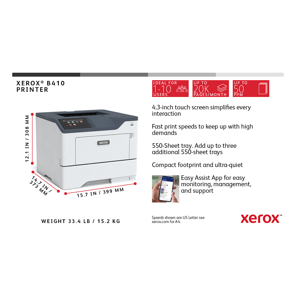 Xerox printer VersaLink B410DN, 47ppm, network Duplex-11