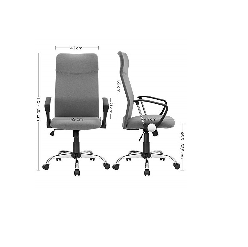 Uredska stolica SONGMICS OBN034G01 siva boja (ergonomska, podesiva visina, do 120 kg)-3