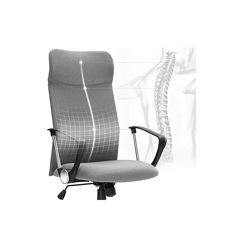 Uredska stolica SONGMICS OBN034G01 siva boja (ergonomska, podesiva visina, do 120 kg)-4
