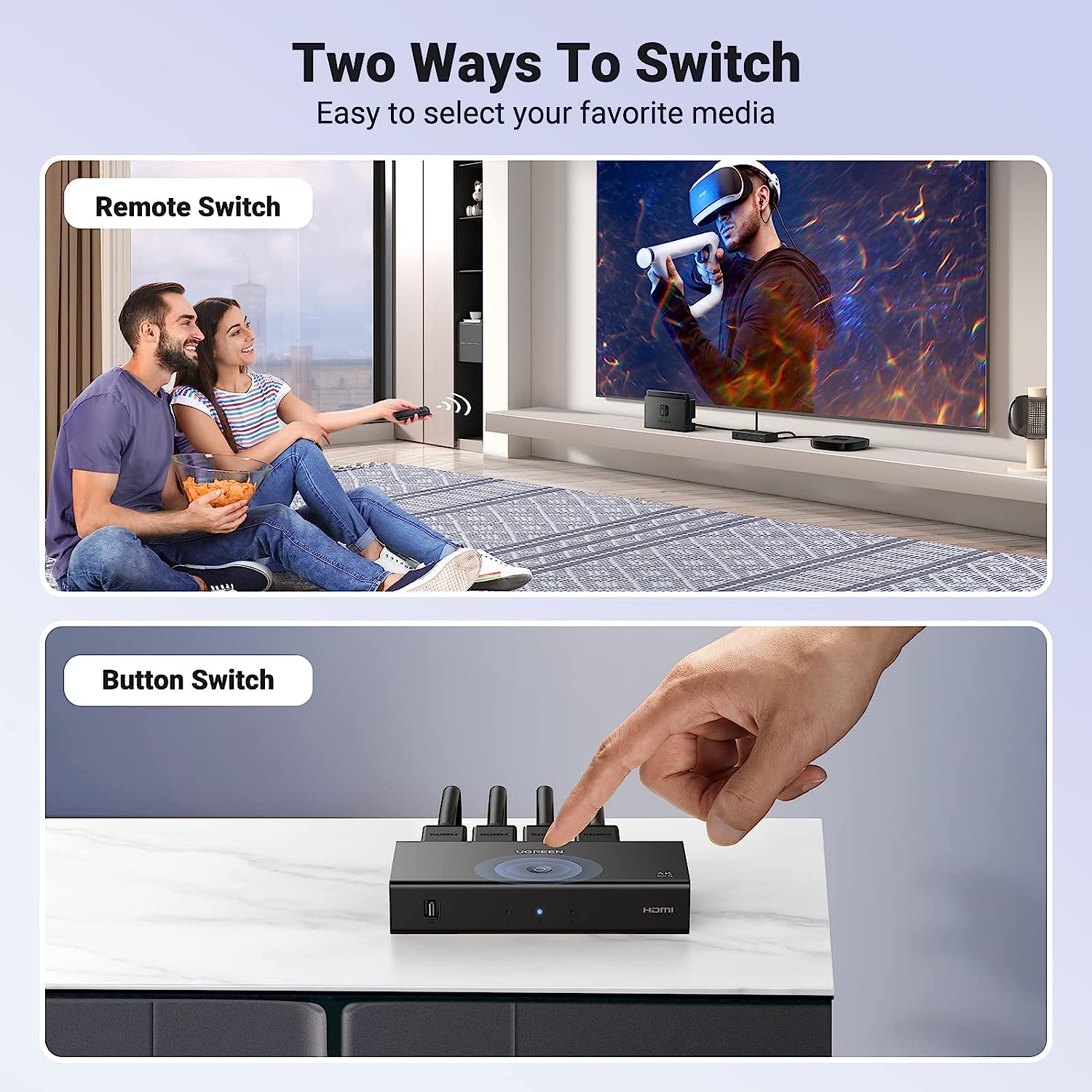 HDMI prekidač UGREEN 4K@60Hz, 3 in 1 splitter with 3D HDR Dolby Atmos support-7