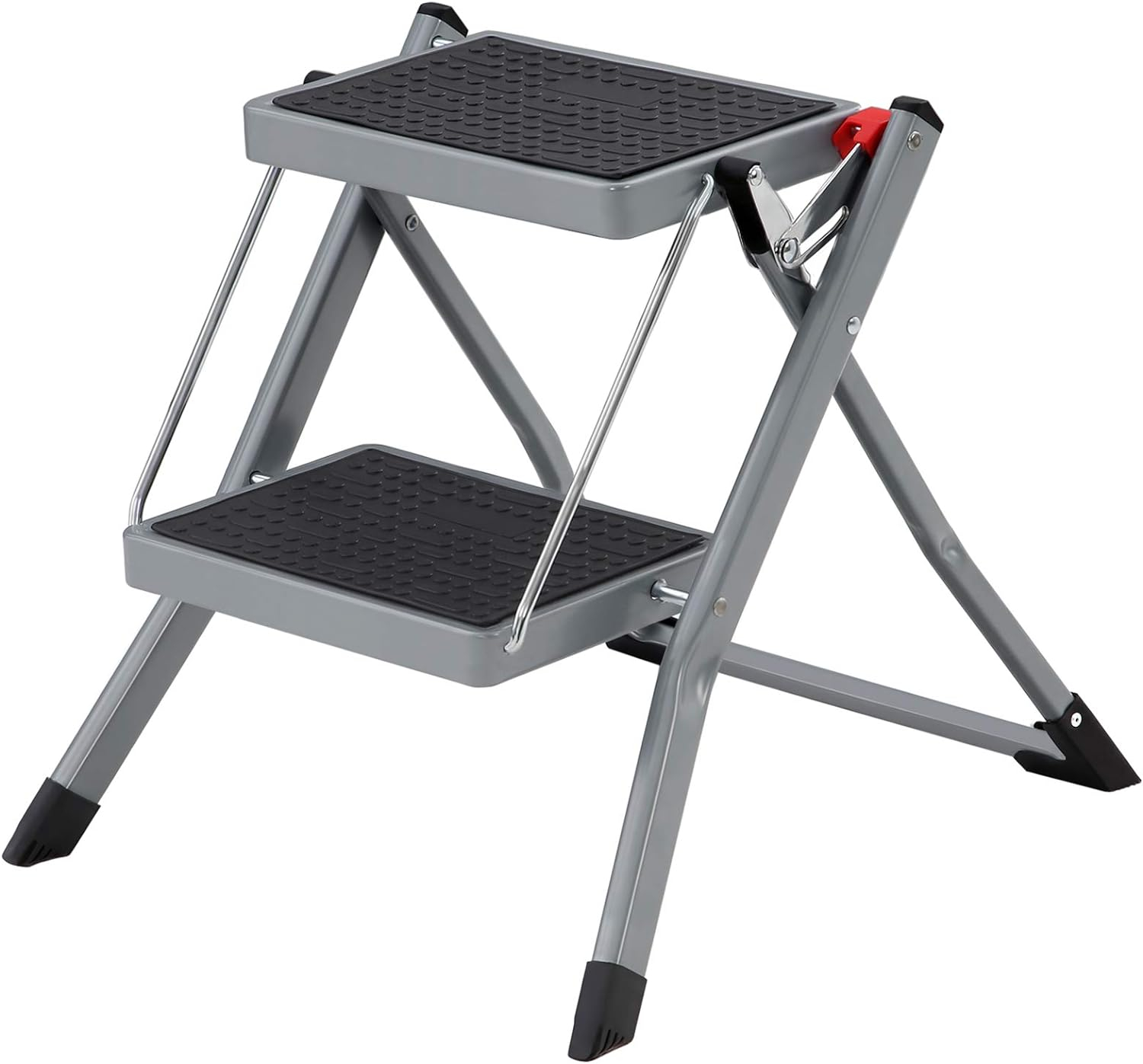 Ladder SONGMICS GSL002GY01 (2-step, load capacity 150 kg, steel, anti-slip)-0