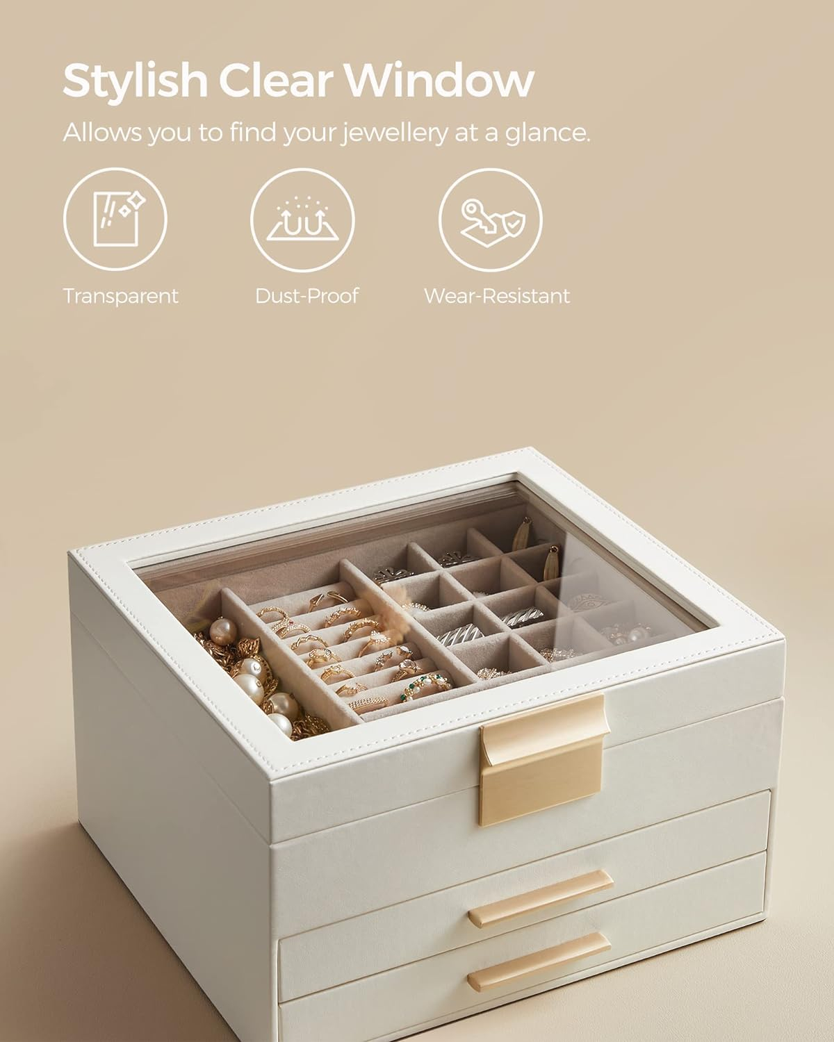SONGMICS jewelry box three-layer JBC239WT-2
