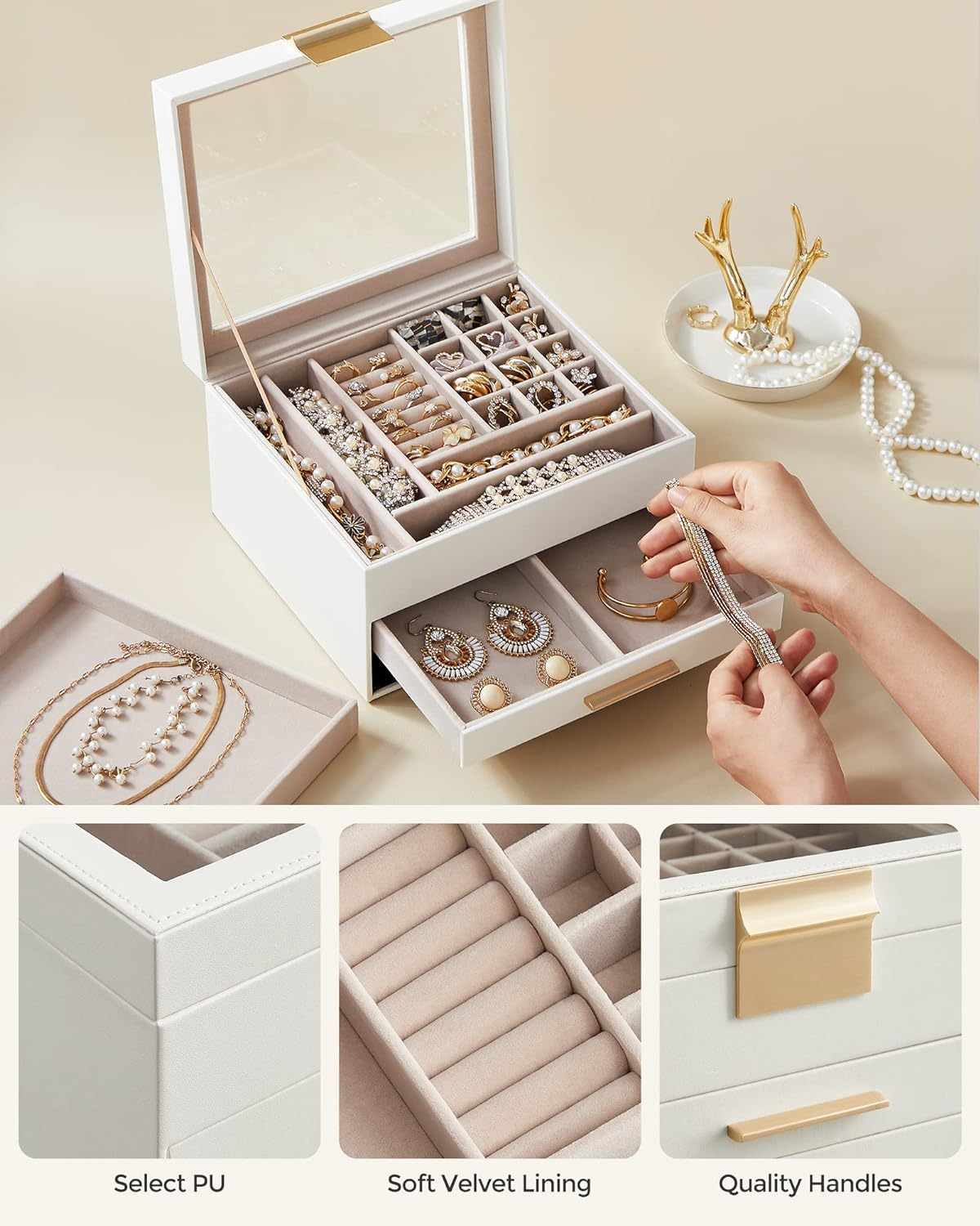 SONGMICS jewelry box three-layer JBC239WT-3