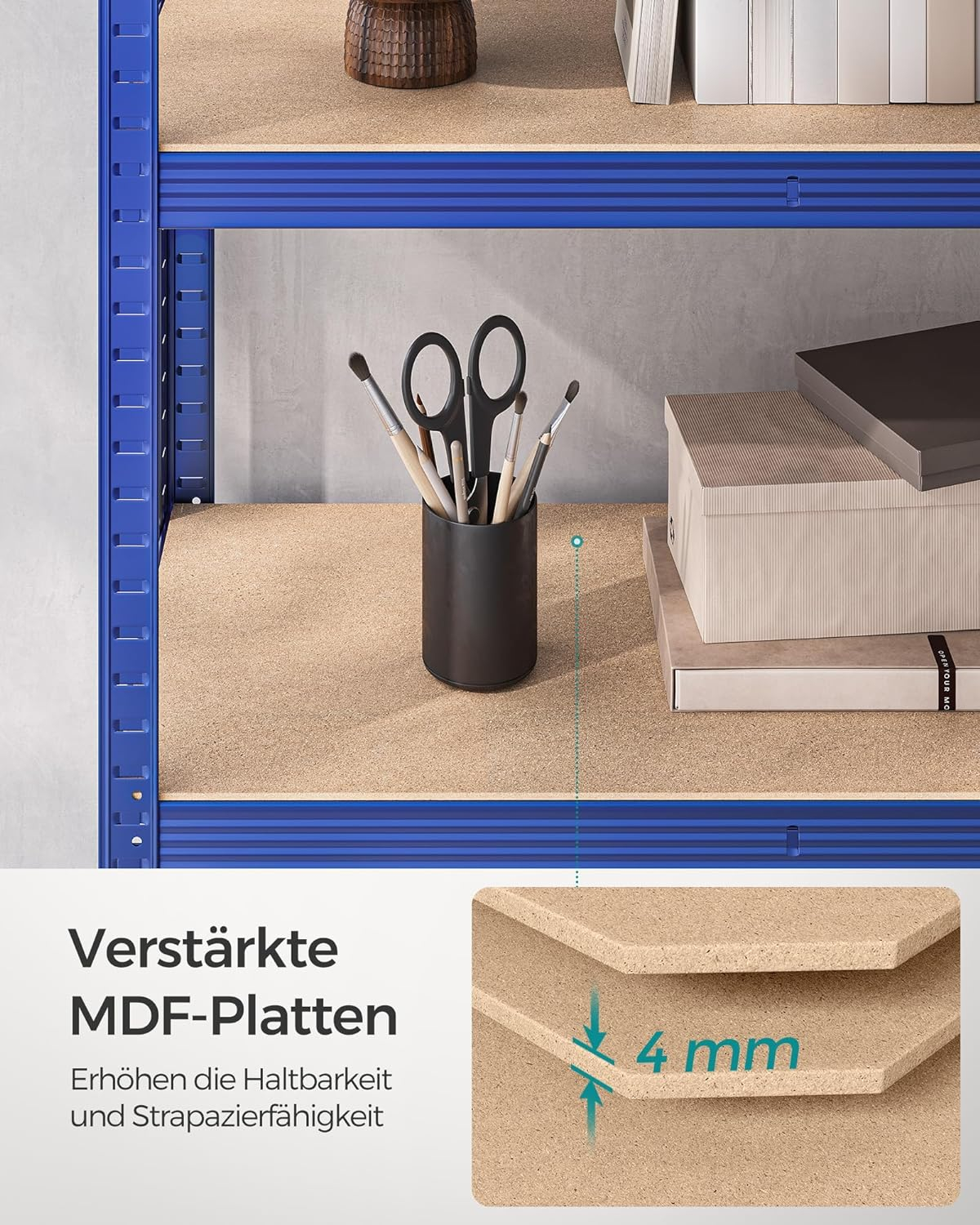 Polica SONGMICS GLR050Q01 200 x 100 x 50 cm smeđa-plava-5