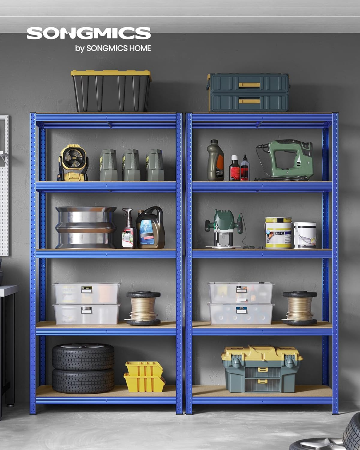 Polica SONGMICS GLR050Q01 200 x 100 x 50 cm smeđa-plava-6