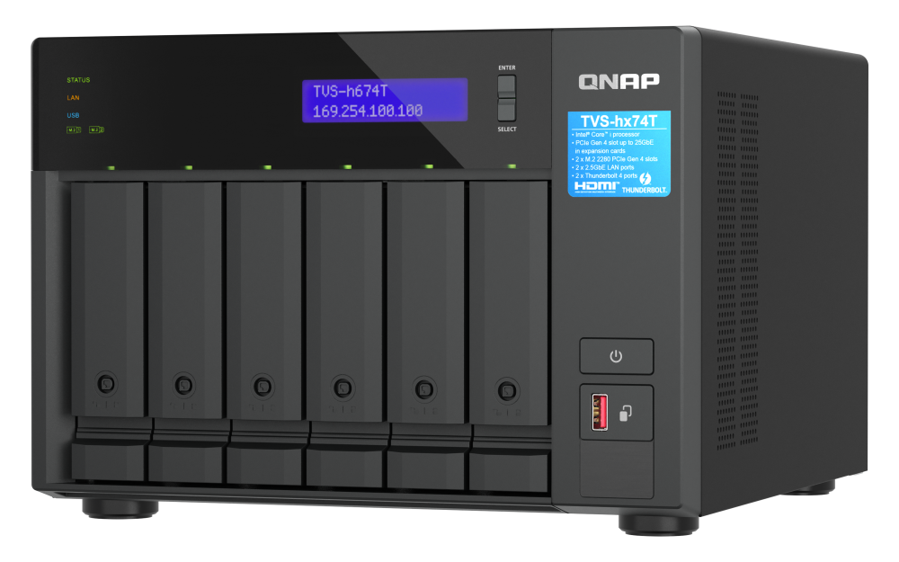 NAS QNAP TVS-h674T 6 diskova, 32GB RAM, 2.5Gb mreža, Thunderbolt