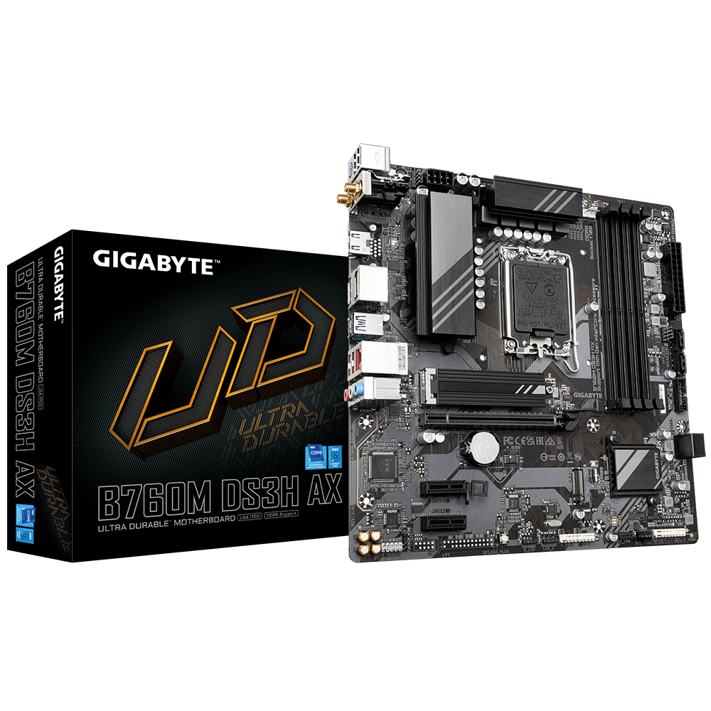 GIGABYTE B760M DS3H AX, DDR5, SATA3, USB3.2Gen2, DP, WiFi 6E, LGA1700 mATX-0
