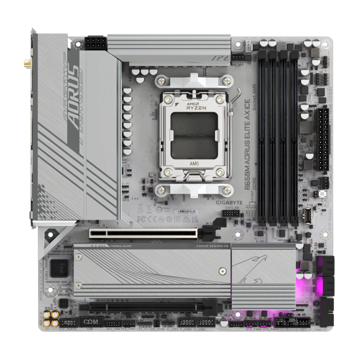 Matična ploča GIGABYTE B650M AORUS ELITE AX ICE (DDR5, SATA3, USB3.2Gen2x2, DP, 2.5GbE, WiFi 6E, AM5 mATX)-9