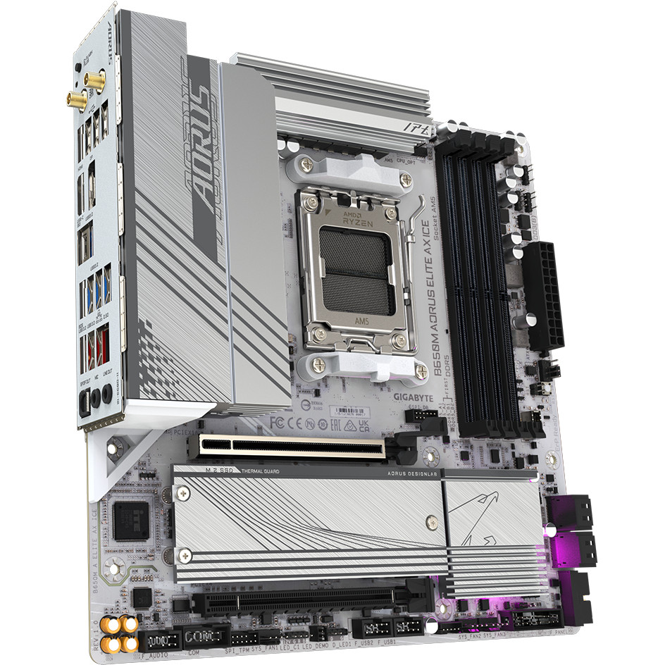 Matična ploča GIGABYTE B650M AORUS ELITE AX ICE (DDR5, SATA3, USB3.2Gen2x2, DP, 2.5GbE, WiFi 6E, AM5 mATX)-14
