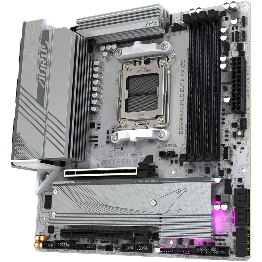 Matična ploča GIGABYTE B650M AORUS ELITE AX ICE (DDR5, SATA3, USB3.2Gen2x2, DP, 2.5GbE, WiFi 6E, AM5 mATX)-15