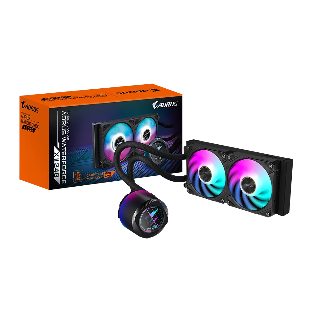 Vodeno hlađenje GIGABYTE AORUS WATERFORCE X II 240 za INTEL/AMD procesore (2 x 120mm ARGB ventilatori, 800~2400 RPM, protok zraka do 72 CFM)-2