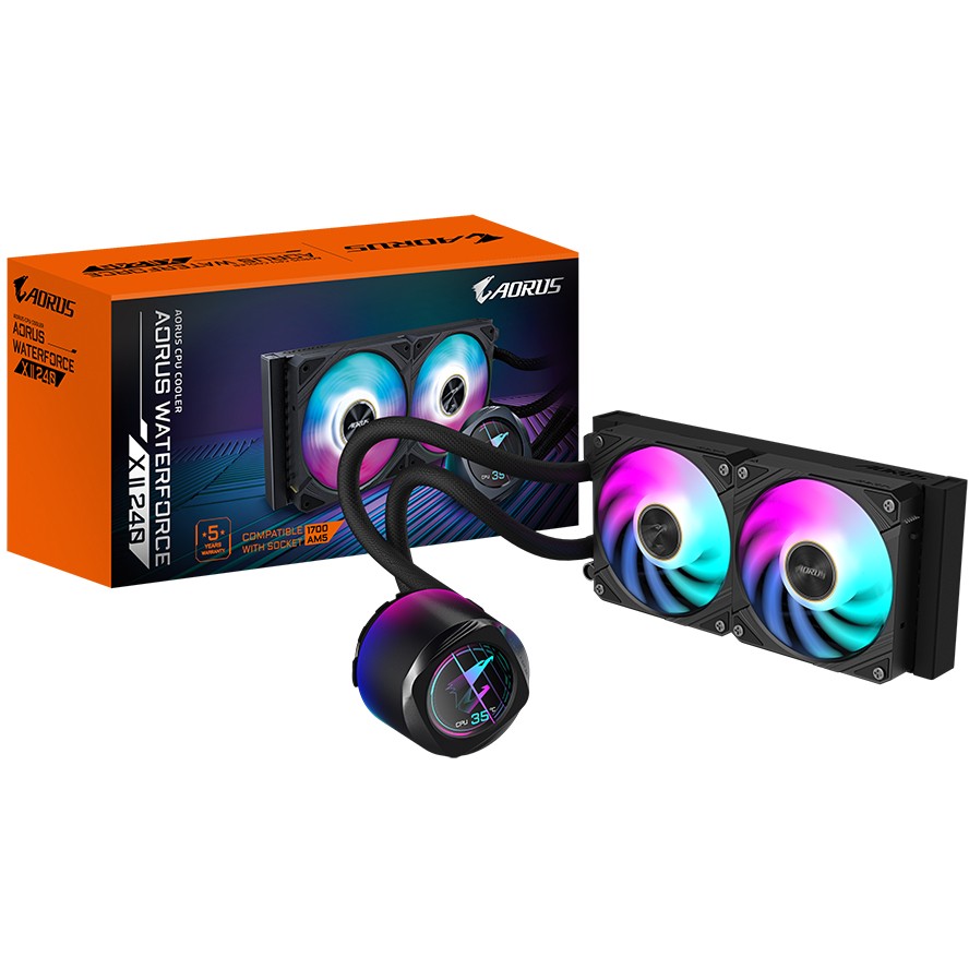 Vodeno hlađenje GIGABYTE AORUS WATERFORCE X II 240 za INTEL/AMD procesore (2 x 120mm ARGB ventilatori, 800~2400 RPM, protok zraka do 72 CFM)-3