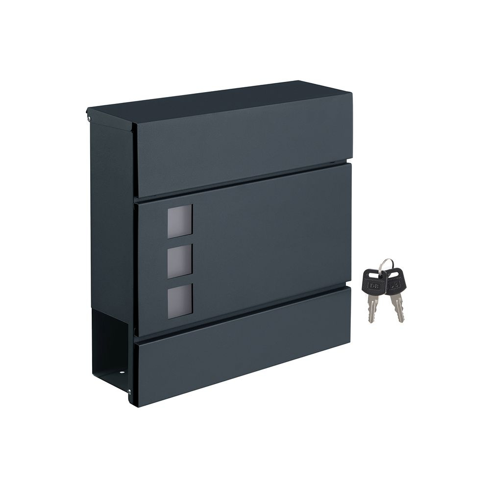Mailbox SONGMICS GMB052G01 (materijal pocinčani čelik, boja antracit, dimenzije 37 x 10.5 x 37 cm, težina 3.4 kg)