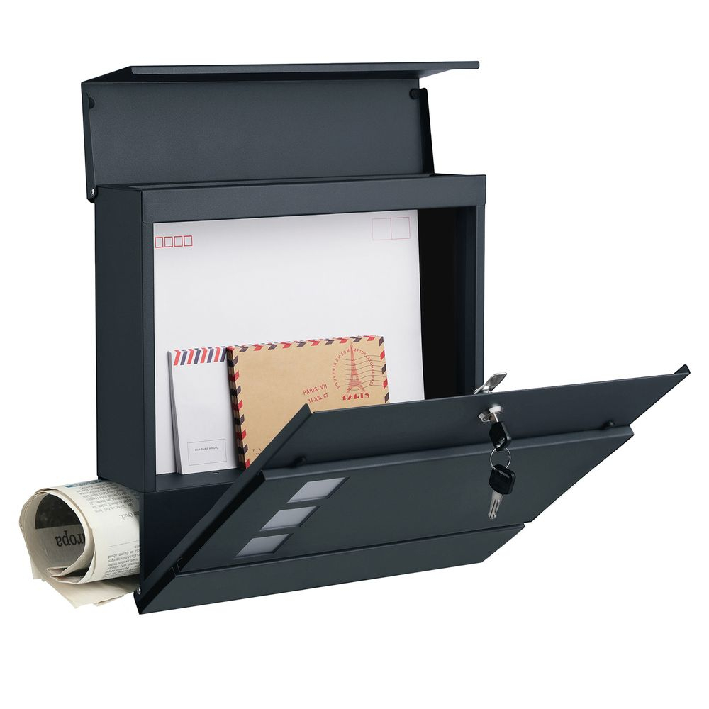 Mailbox SONGMICS GMB052G01 (materijal pocinčani čelik, boja antracit, dimenzije 37 x 10.5 x 37 cm, težina 3.4 kg)-1