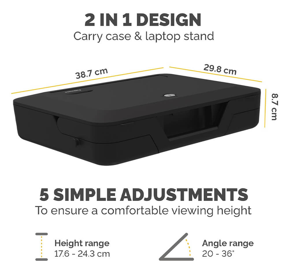 Torba za laptop FELLOWES BREYTA s ugrađenim stalkom za laptop, crna (za laptop do 14'', težina do 4 kg, 5 postavki visine, zaključavanje)-7