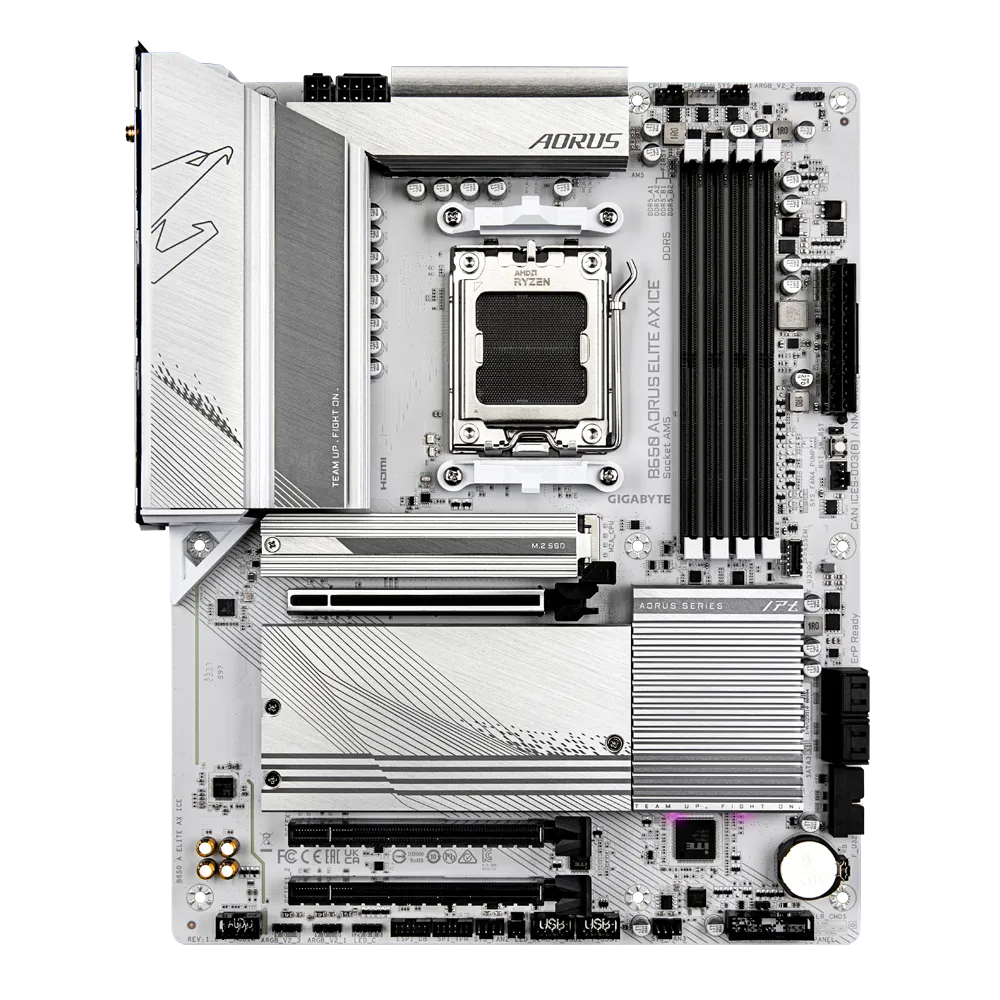 GIGABYTE B650 AORUS ELITE AX ICE, DDR5, SATA3, USB3.2Gen2x2, DP, 2.5GbE, WiFi 6E, AM5 ATX-1