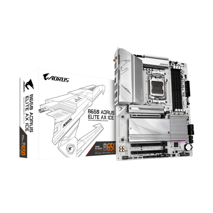 GIGABYTE B650 AORUS ELITE AX ICE, DDR5, SATA3, USB3.2Gen2x2, DP, 2.5GbE, WiFi 6E, AM5 ATX-7