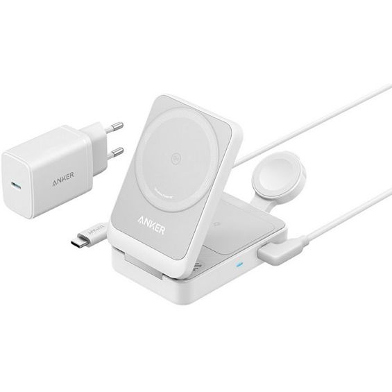 Bežična stanica za punjenje ANKER MagGo 3u1 15W, bijela, sklopivi dizajn, B2557321-8