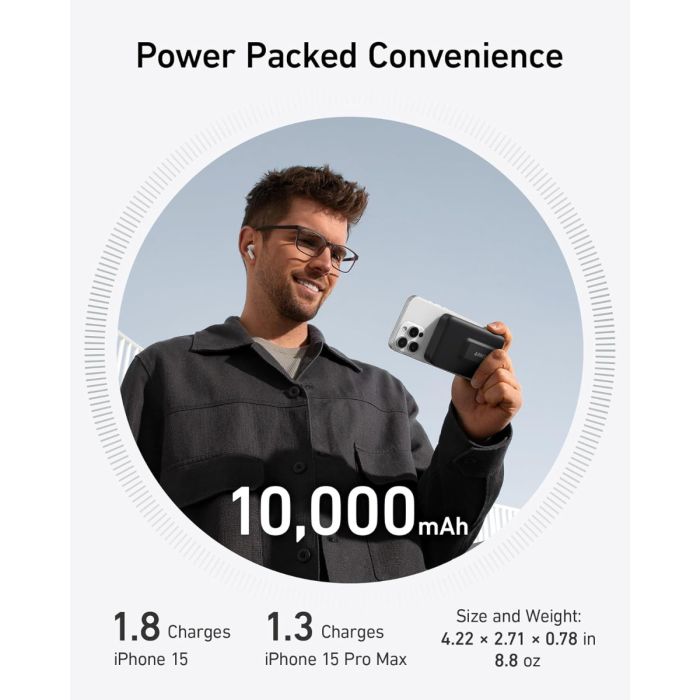 Prijenosna baterija ANKER 633 MagGo (10.000 mAh, magnetsko bežično punjenje 15 W, USB-C 27 W, crni)-11