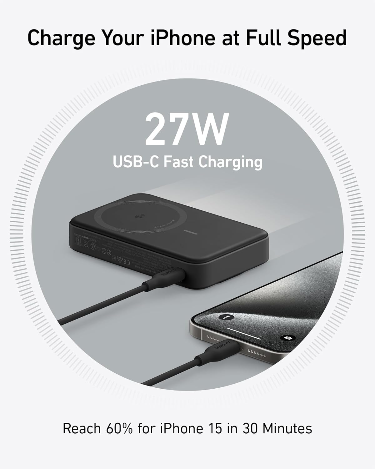 Prijenosna baterija ANKER 633 MagGo (10.000 mAh, magnetsko bežično punjenje 15 W, USB-C 27 W, crni)-4