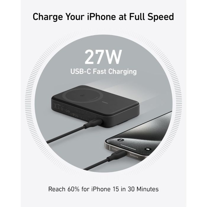 Prijenosna baterija ANKER 633 MagGo (10.000 mAh, magnetsko bežično punjenje 15 W, USB-C 27 W, crni)-10