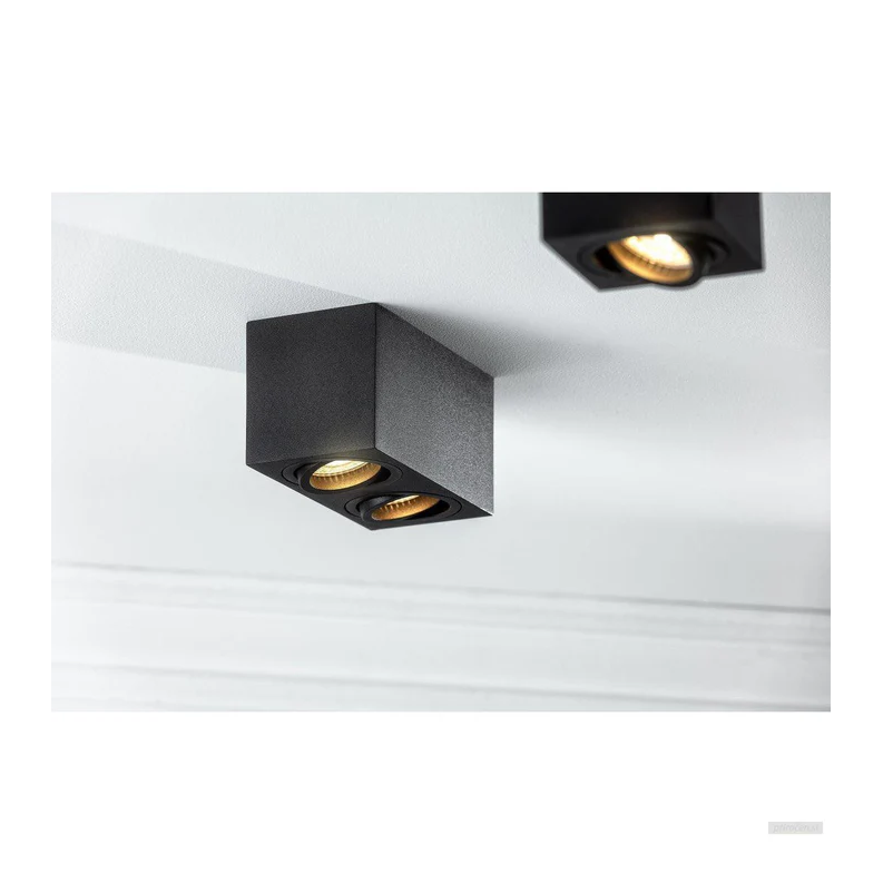 Stropna lampa GTV AVEIRO DUO BIS (2xGU10, crna, aluminijsko/željezno kućište, IP20, 160x80x90mm)-1
