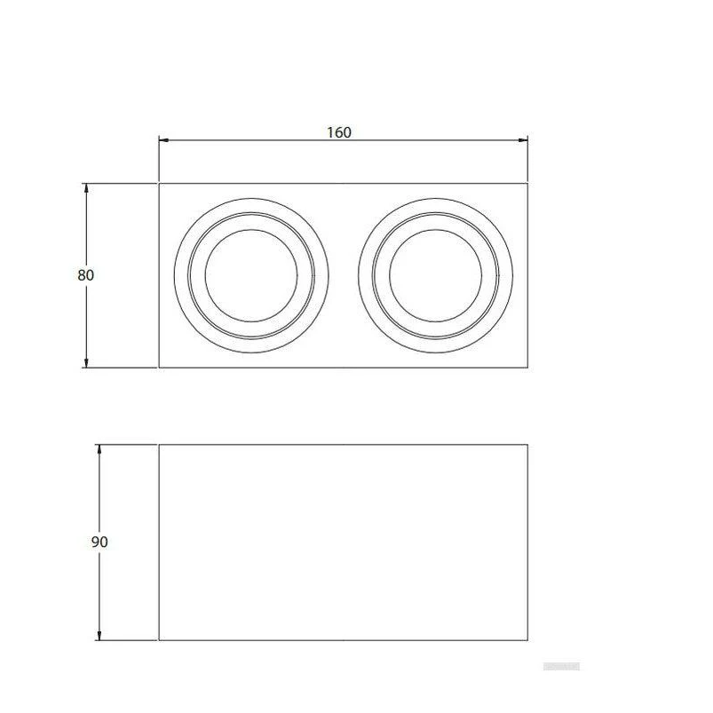 Stropna lampa GTV AVEIRO DUO BIS (2xGU10, crna, aluminijsko/željezno kućište, IP20, 160x80x90mm)-2