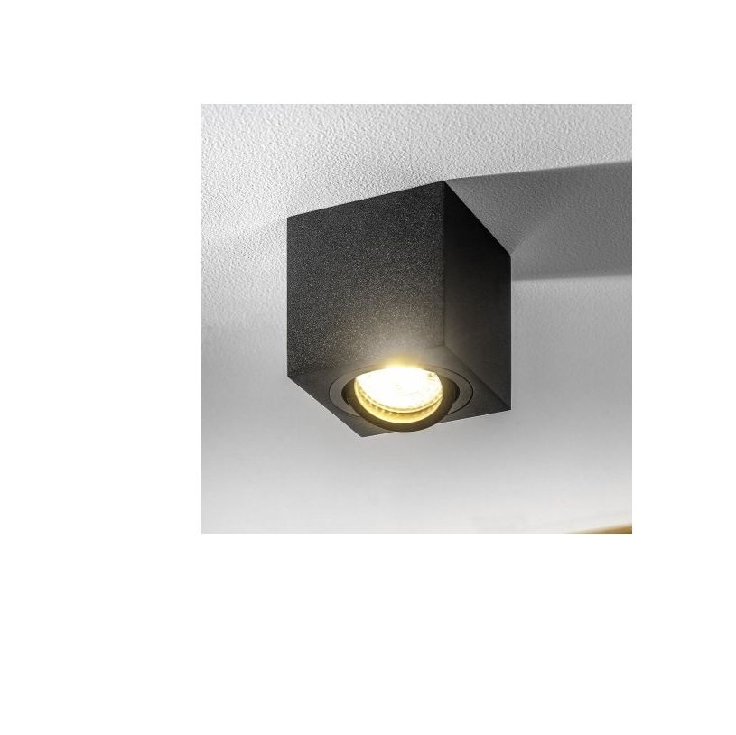Stropna lampa GTV AVEIRO BIS (GU10, 230V, IP20, kvadratna, crna)