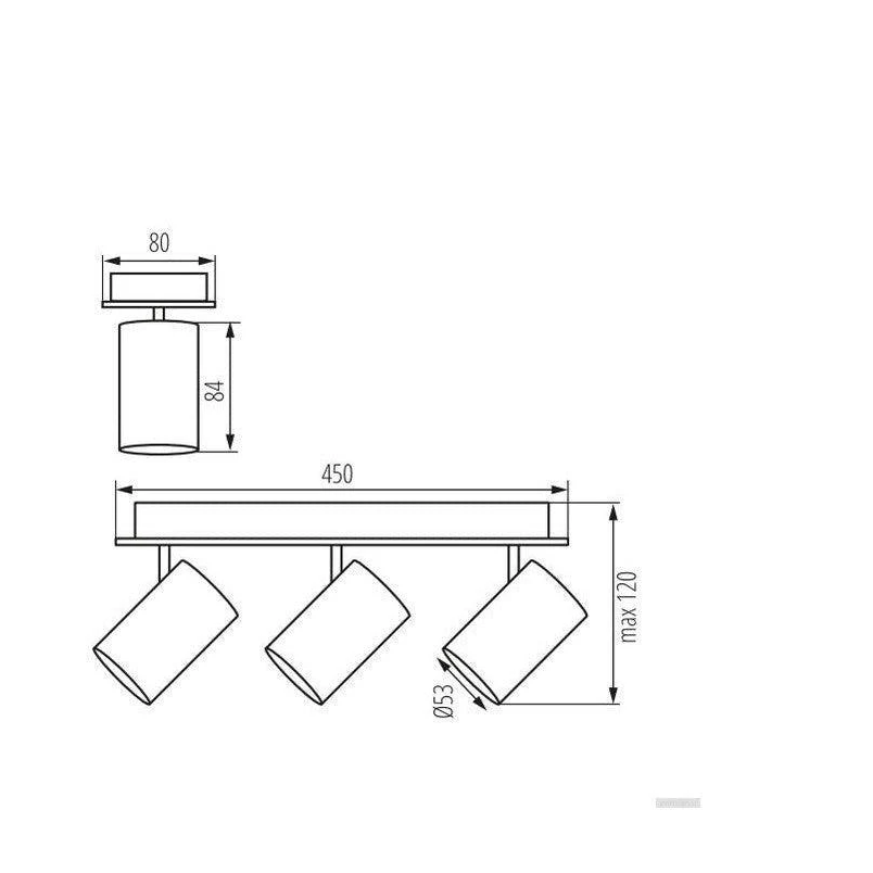 Stropna lampa GTV VENETO 3xGU10 230V IP20, crna (max. 3x20W, GU10, IP20, aluminij/lijevano željezo, 450 x 80 x 120mm)