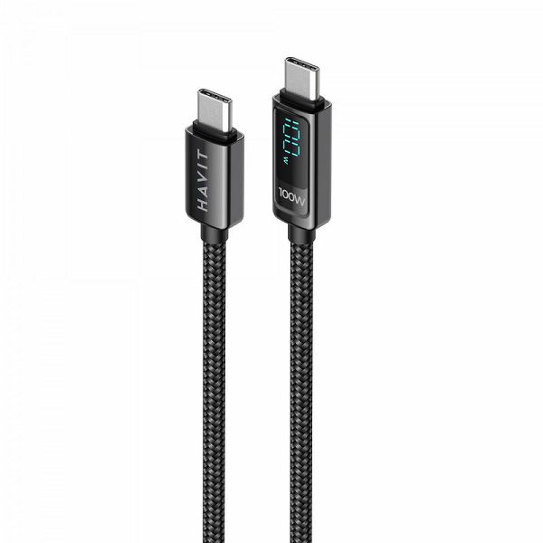 HAVIT charging cable USB-C to USB-C with LCD, 2M-2