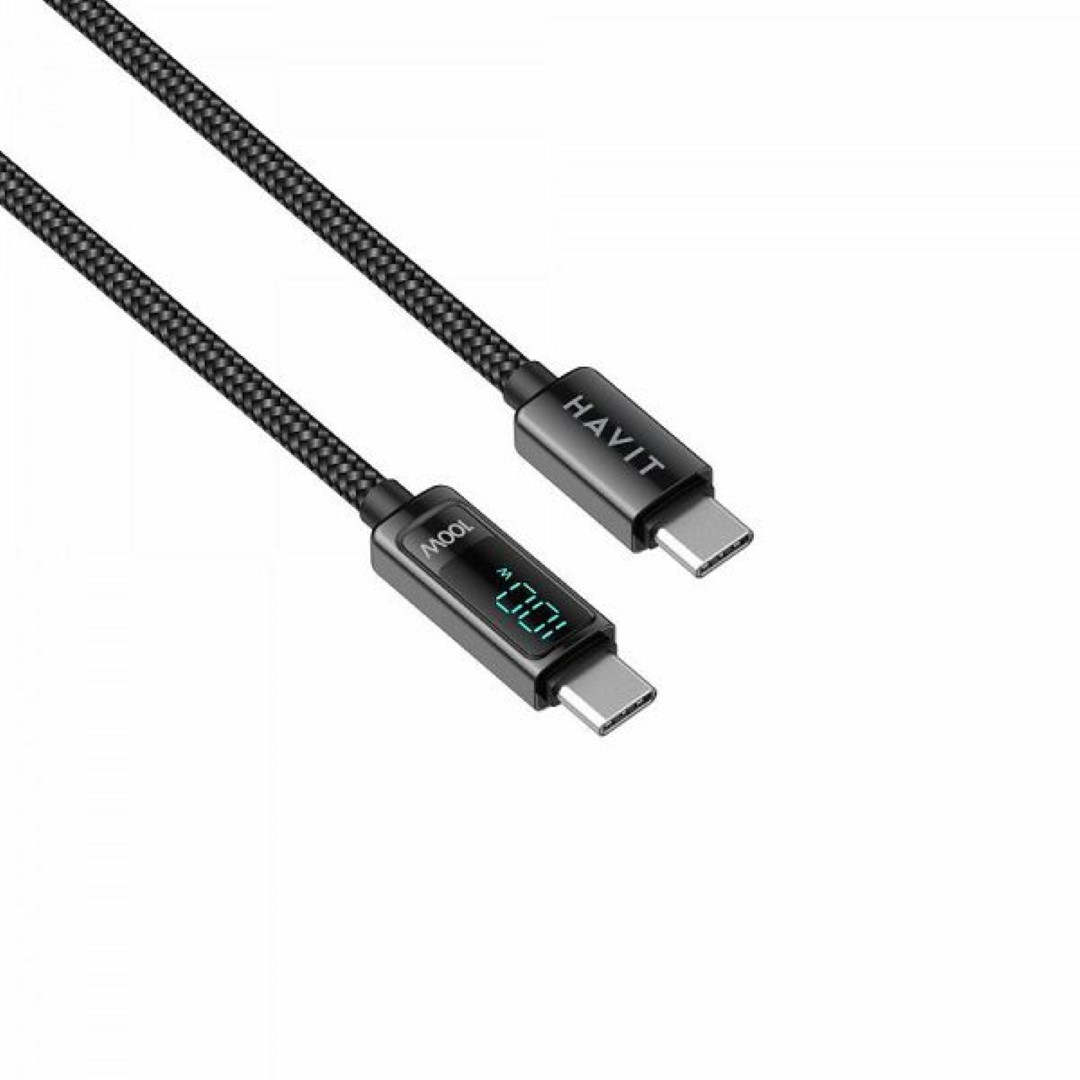HAVIT charging cable USB-C to USB-C with LCD, 2M-1