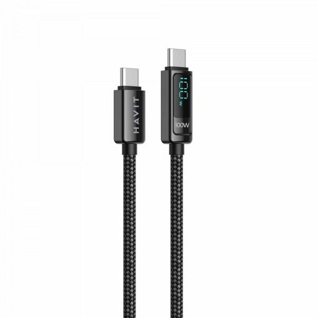 HAVIT charging cable USB-C to USB-C with LCD, 2M-3