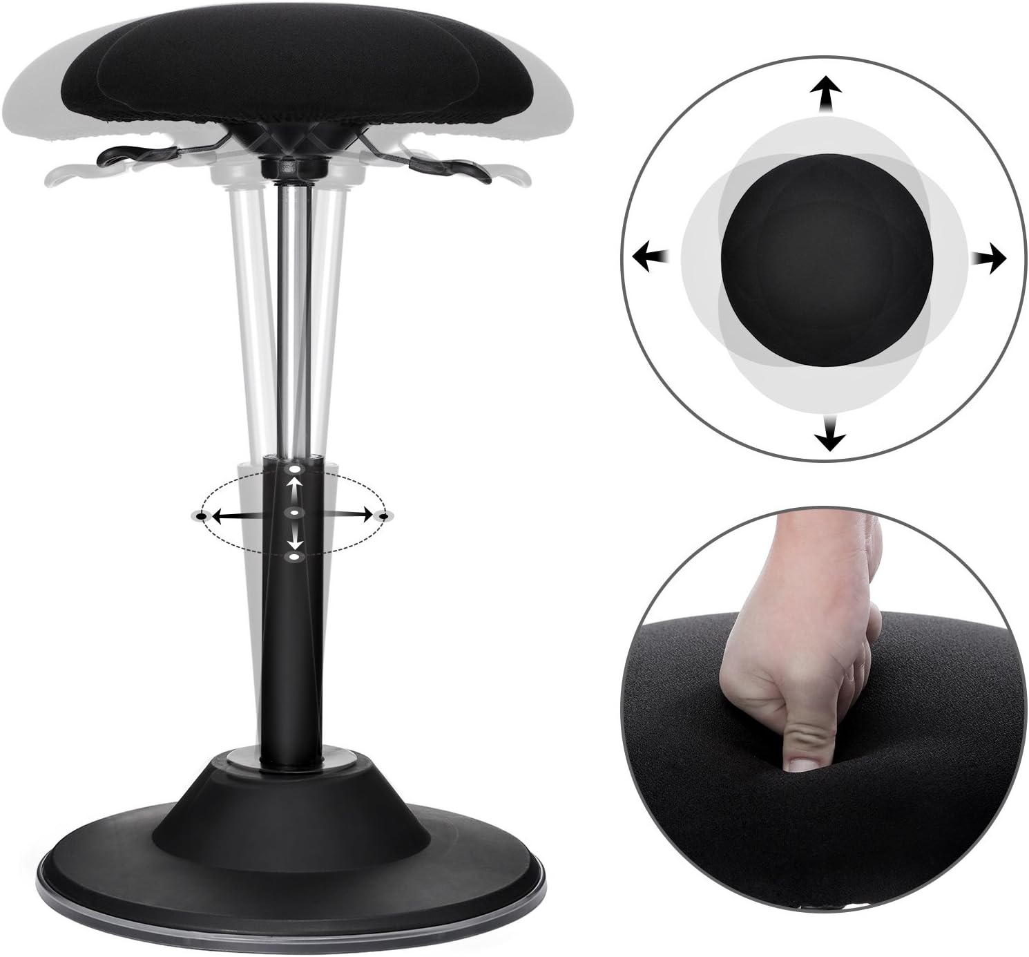 SONGMICS Height-adjustable office chair for Active sitting OSC01BK-2