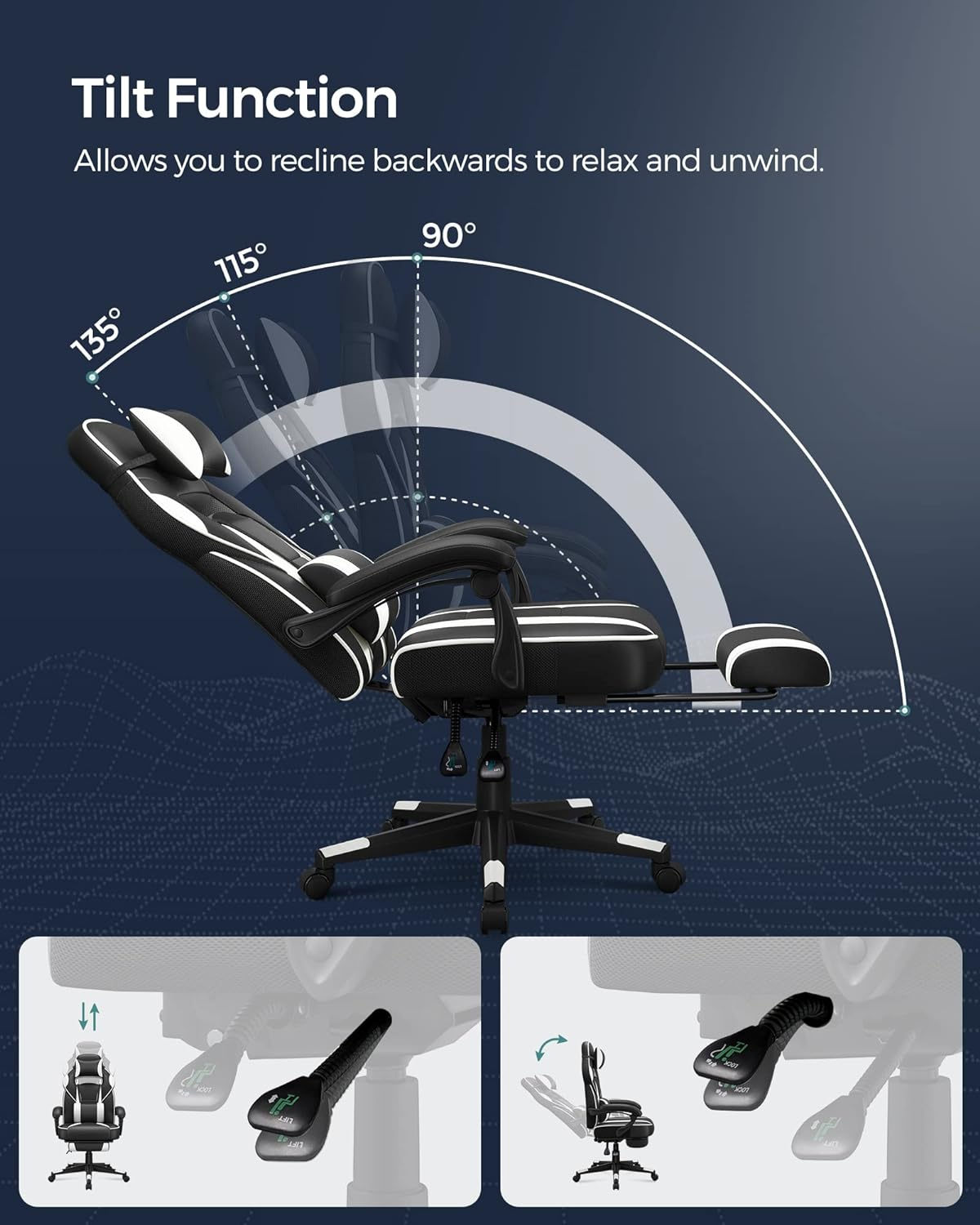 SONGMICS OBG73BRV1 Gaming chair, black-red-4
