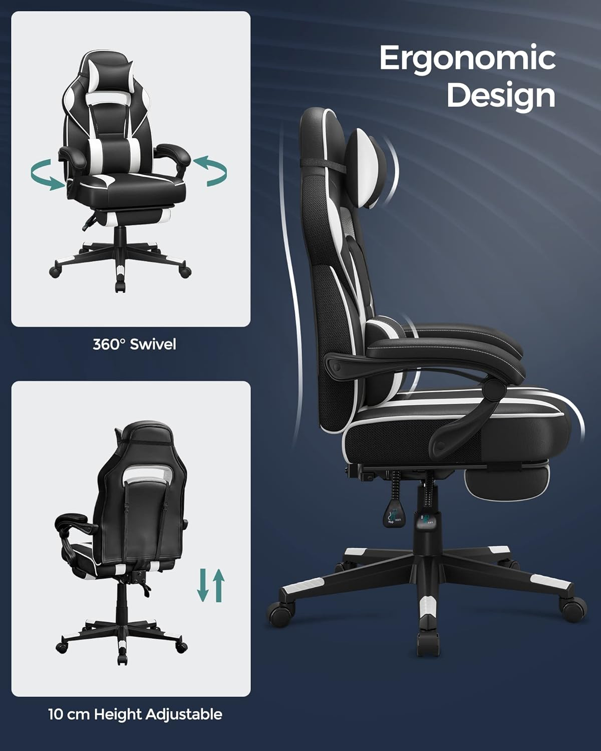 SONGMICS OBG73BRV1 Gaming chair, black-red-5