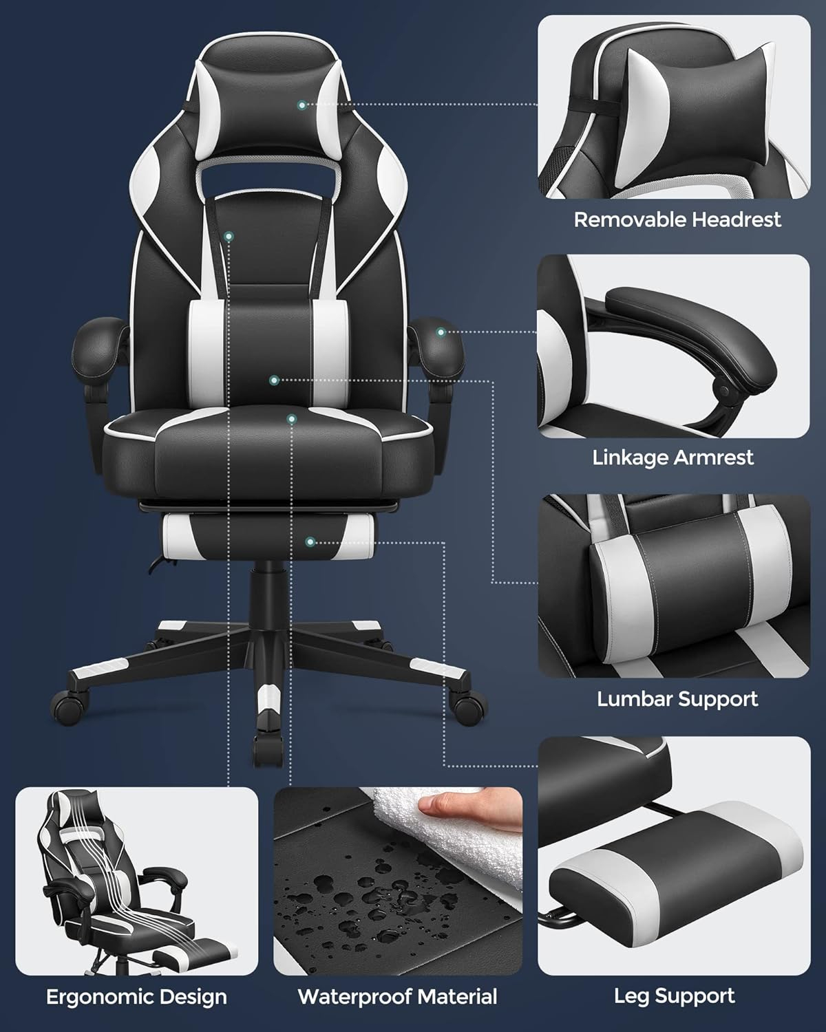 SONGMICS OBG73BRV1 Gaming chair, black-red-3