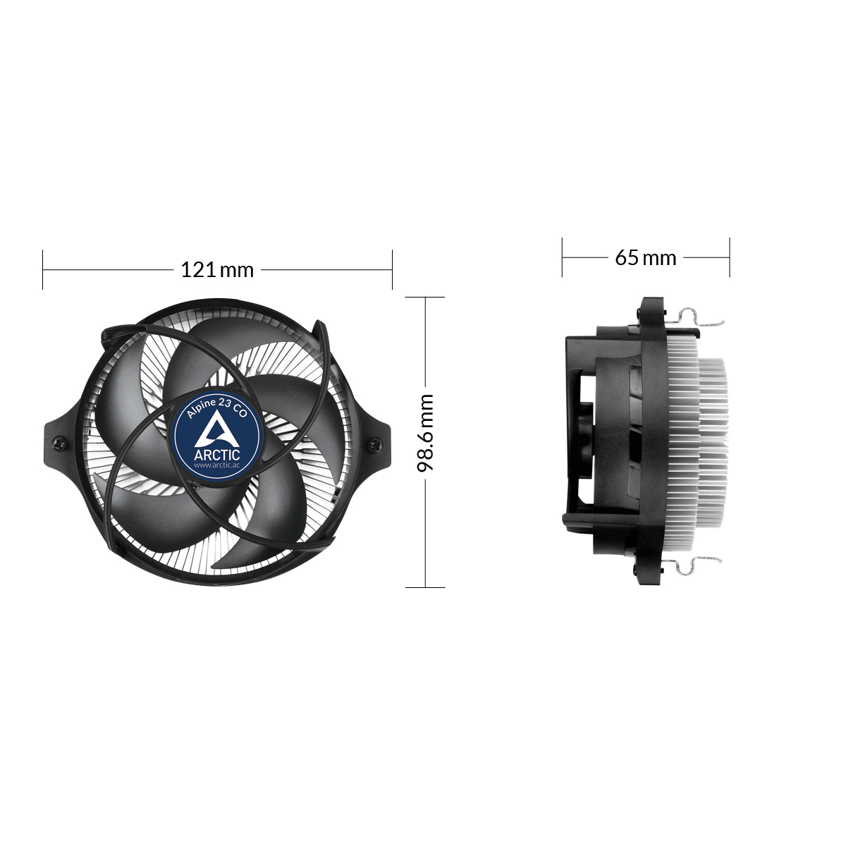Hladnjak za procesor ARCTIC Alpine 23 CO (90mm PWM ventilator, aluminijski hladnjak, 200 - 2700 RPM, 4 pin PWM priključak, 275.50g)-3