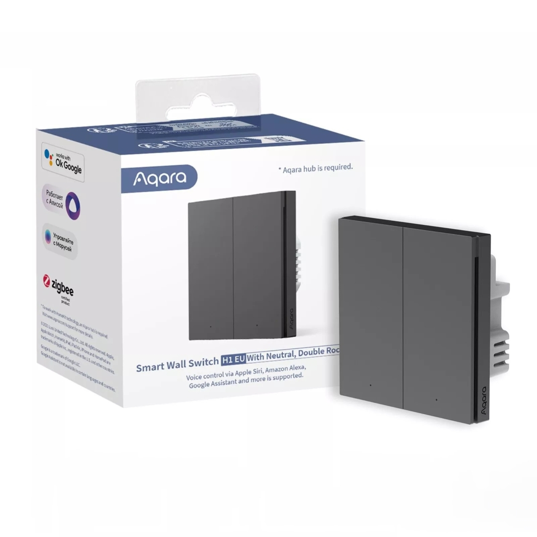 AQARA double wall switch H1 EU with neutral conductor, WS-EUK04 GRAY-0